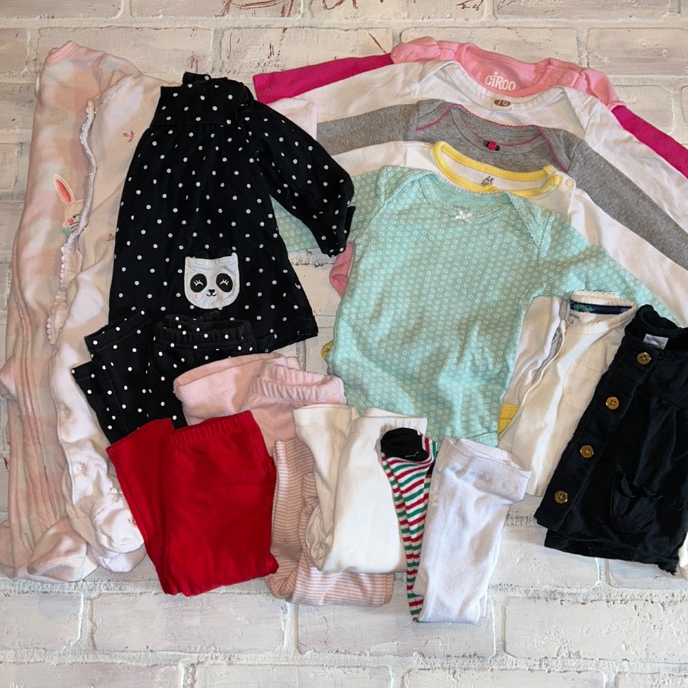Babygirl 6m fall & winter footie onesies pants bundle!!